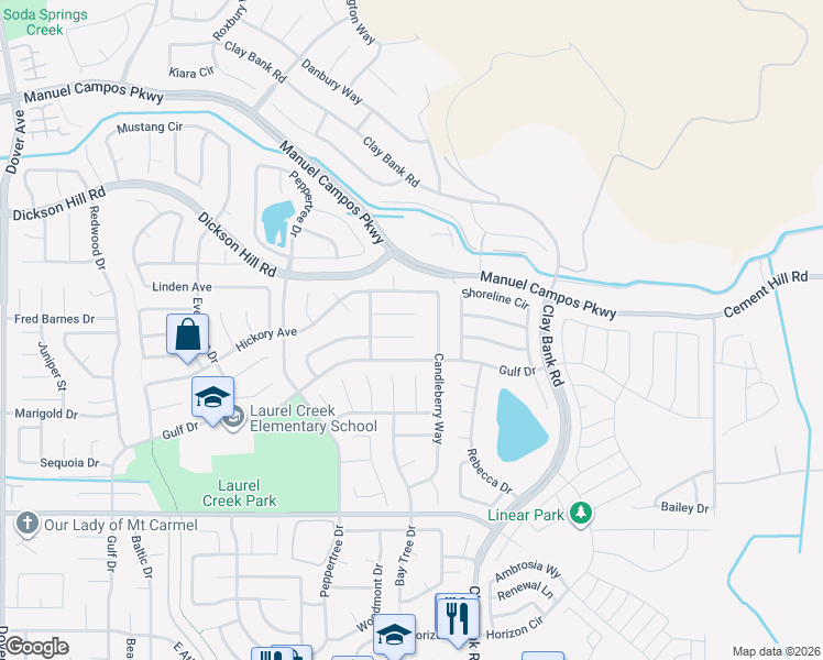 map of restaurants, bars, coffee shops, grocery stores, and more near 1136 Ironwood Court in Fairfield