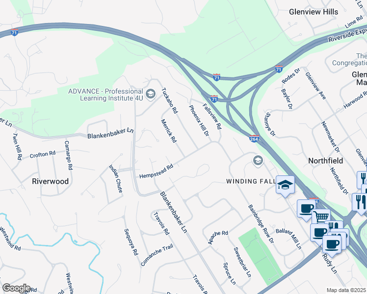 map of restaurants, bars, coffee shops, grocery stores, and more near 2306 Tuckaho Road in Louisville