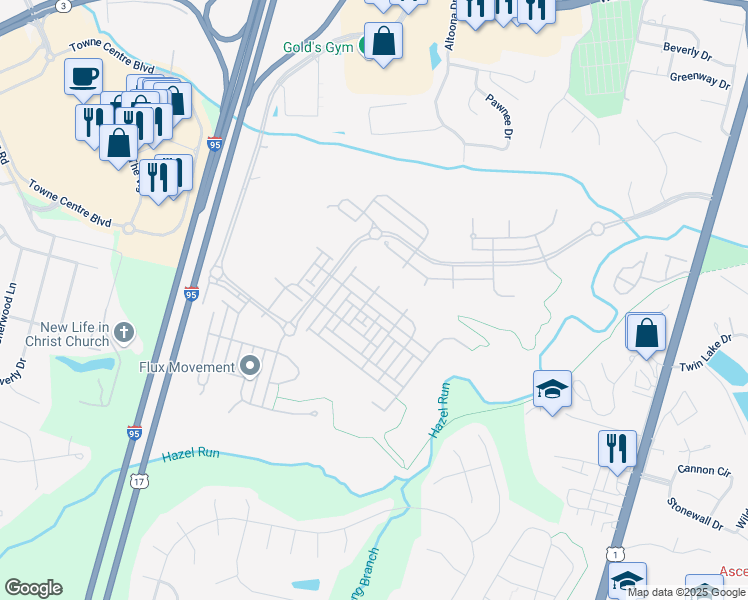 map of restaurants, bars, coffee shops, grocery stores, and more near 1307 Saunders Drive in Fredericksburg