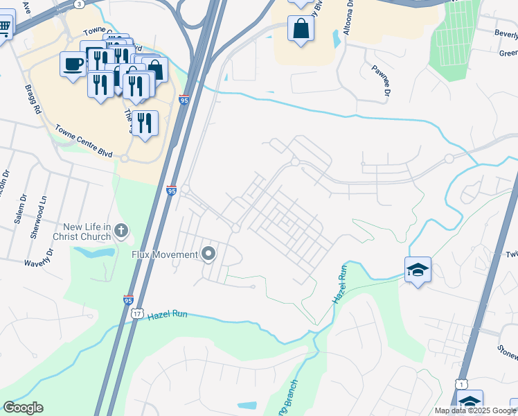 map of restaurants, bars, coffee shops, grocery stores, and more near 1910 Idlewild Boulevard in Fredericksburg