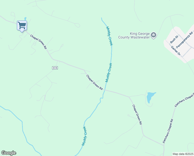 map of restaurants, bars, coffee shops, grocery stores, and more near 397 Chapel Green Road in Fredericksburg