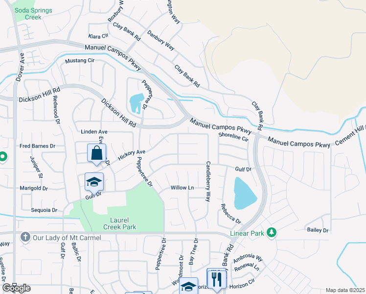 map of restaurants, bars, coffee shops, grocery stores, and more near 1166 Mahogany Court in Fairfield