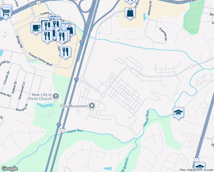 map of restaurants, bars, coffee shops, grocery stores, and more near 1602 Wilcox Avenue in Fredericksburg