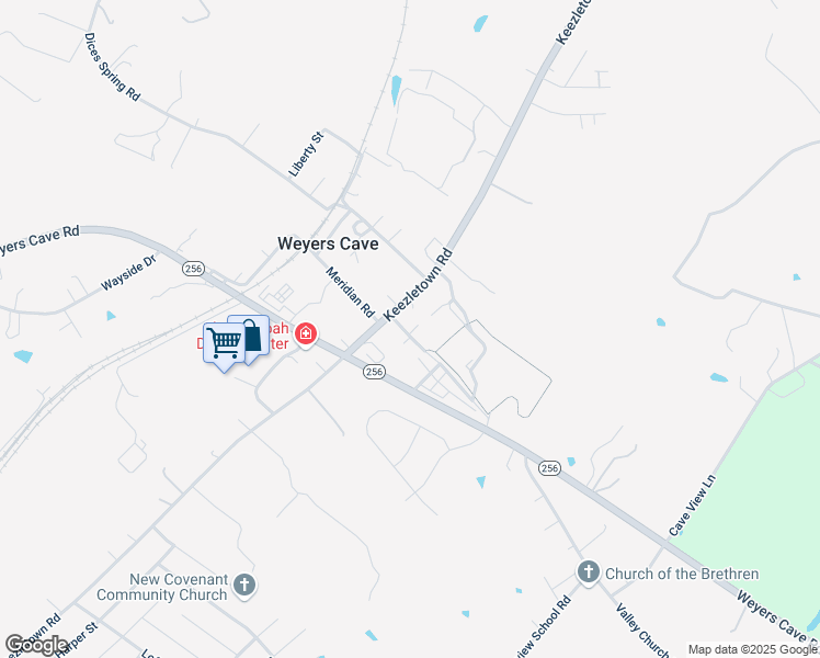 map of restaurants, bars, coffee shops, grocery stores, and more near 24 Click Road in Weyers Cave