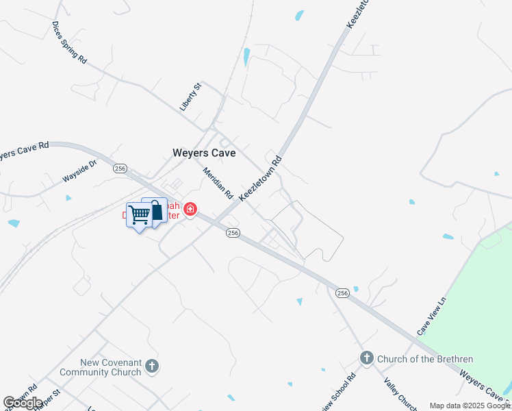 map of restaurants, bars, coffee shops, grocery stores, and more near 24 Click Road in Weyers Cave