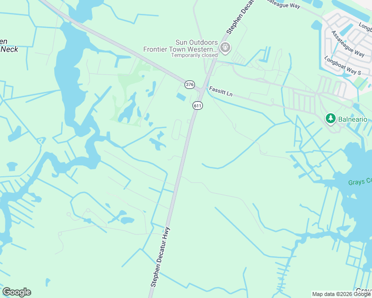 map of restaurants, bars, coffee shops, grocery stores, and more near Maryland 611 in Ocean Pines