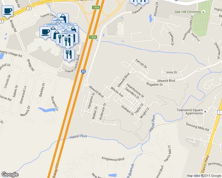 map of restaurants, bars, coffee shops, grocery stores, and more near 1606 Wilcox Avenue in Fredericksburg