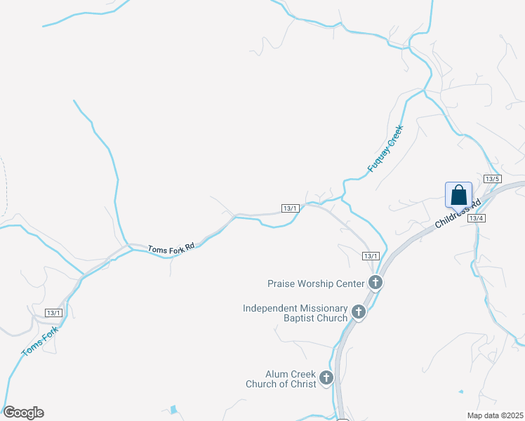 map of restaurants, bars, coffee shops, grocery stores, and more near 278 Toms Fork in Alum Creek