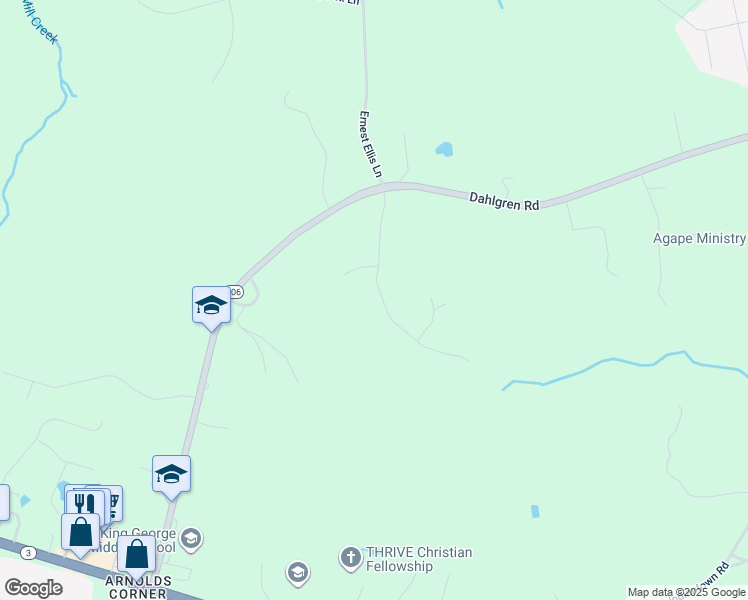 map of restaurants, bars, coffee shops, grocery stores, and more near 9184 Carriage Lane in King George