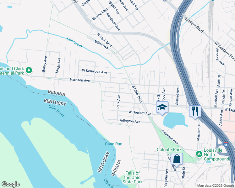 map of restaurants, bars, coffee shops, grocery stores, and more near 502 Norwood Avenue in Clarksville