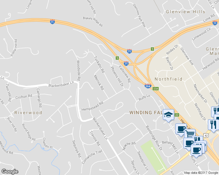 map of restaurants, bars, coffee shops, grocery stores, and more near 2306 Tuckaho Road in Louisville