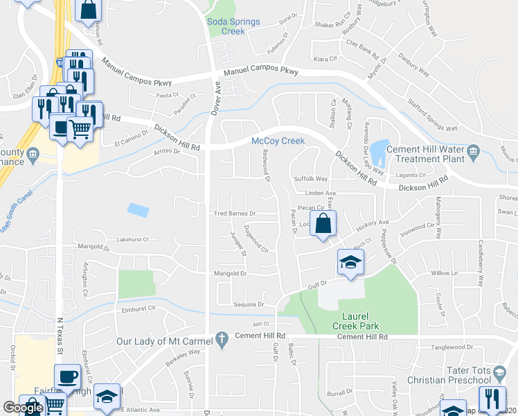 map of restaurants, bars, coffee shops, grocery stores, and more near 776 Fred Barnes Drive in Fairfield