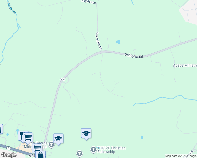 map of restaurants, bars, coffee shops, grocery stores, and more near 9170 Carriage Lane in King George
