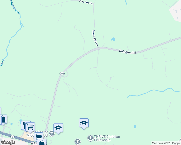 map of restaurants, bars, coffee shops, grocery stores, and more near 9160 Carriage Lane in King George