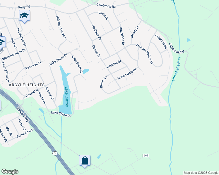 map of restaurants, bars, coffee shops, grocery stores, and more near 23 Donna Dale Drive in Fredericksburg