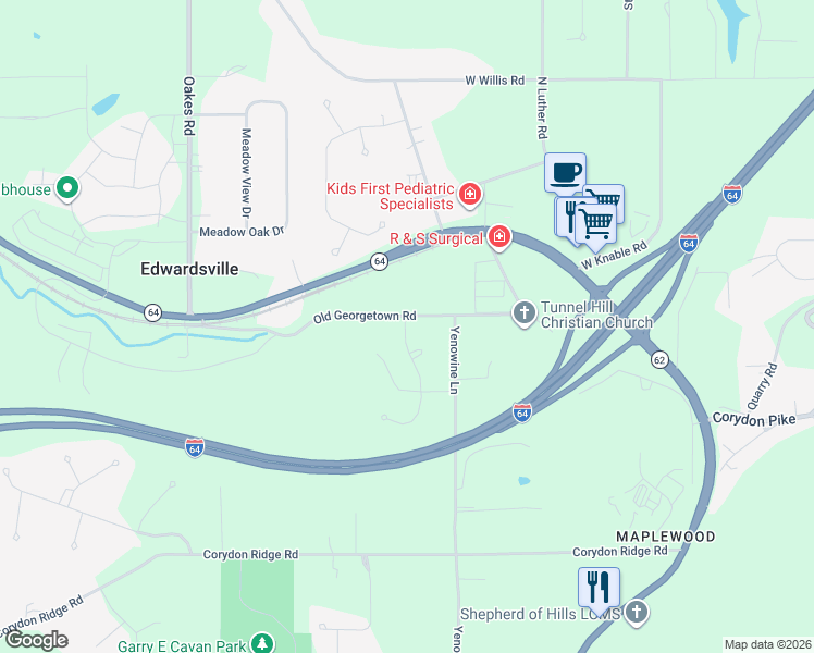 map of restaurants, bars, coffee shops, grocery stores, and more near 6091 Tunnel Hill Road in Lanesville