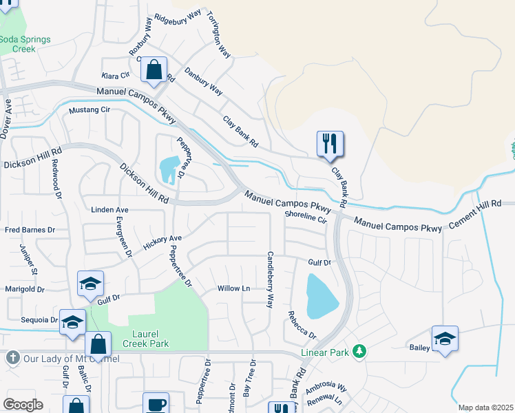 map of restaurants, bars, coffee shops, grocery stores, and more near 1198 Hickory Avenue in Fairfield