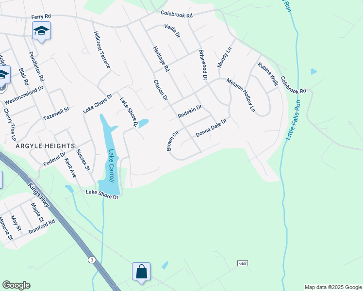 map of restaurants, bars, coffee shops, grocery stores, and more near 23 Donna Dale Drive in Fredericksburg