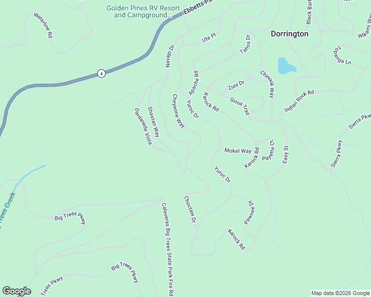 map of restaurants, bars, coffee shops, grocery stores, and more near 2198 Navajo Drive in Arnold
