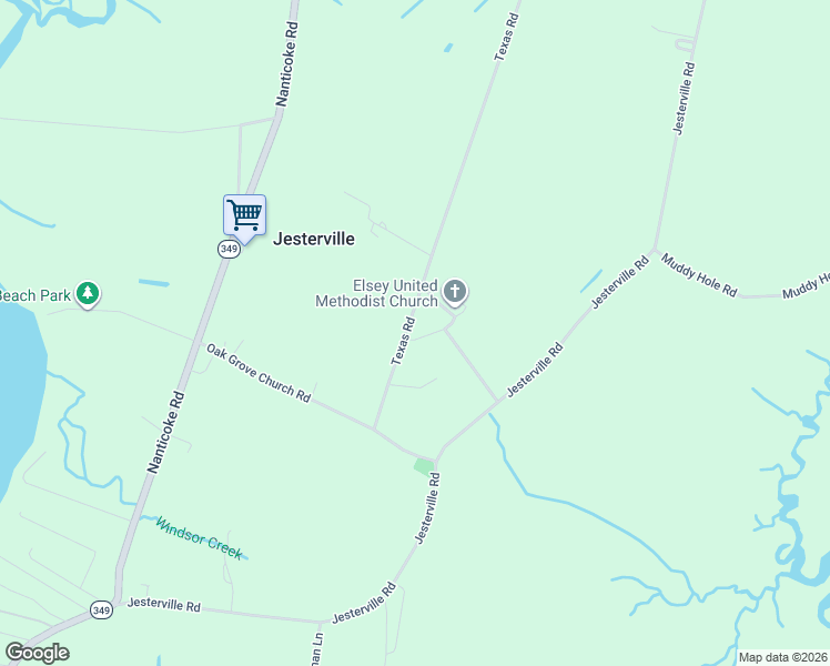 map of restaurants, bars, coffee shops, grocery stores, and more near 3318 Elzey Church Road in Bivalve