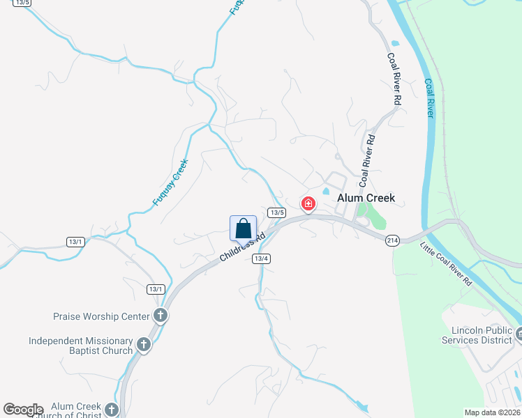 map of restaurants, bars, coffee shops, grocery stores, and more near 13 Fairview Drive in Alum Creek