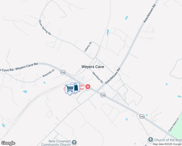 map of restaurants, bars, coffee shops, grocery stores, and more near 173 Houff Road in Weyers Cave