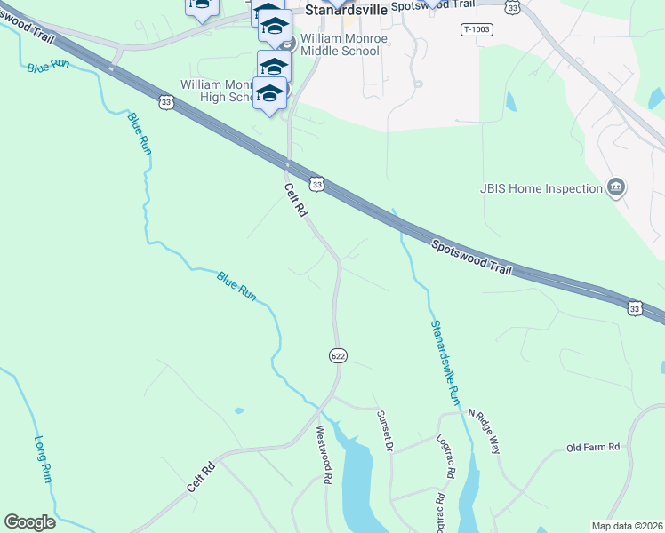 map of restaurants, bars, coffee shops, grocery stores, and more near 734 Celt Road in Stanardsville