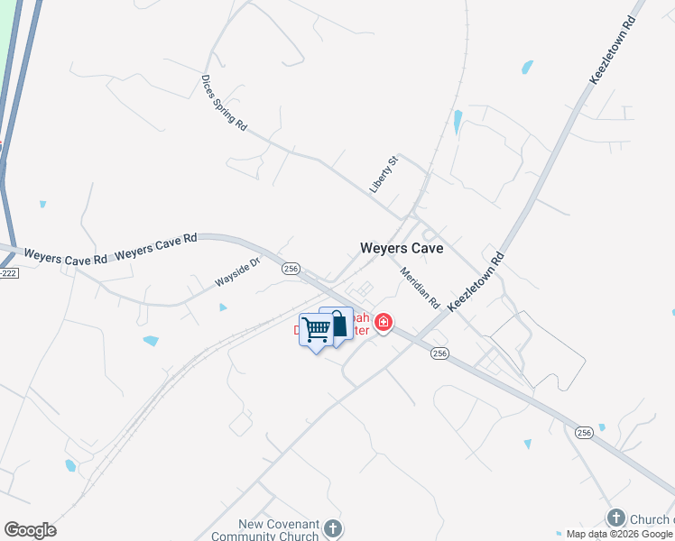 map of restaurants, bars, coffee shops, grocery stores, and more near 62 Houff Road in Weyers Cave
