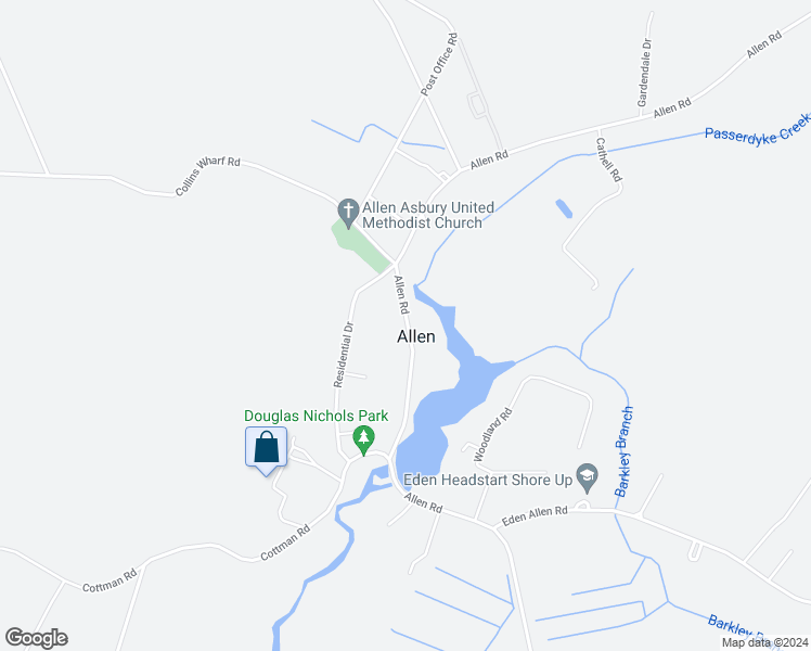 map of restaurants, bars, coffee shops, grocery stores, and more near 3414 Allen Road in Allen
