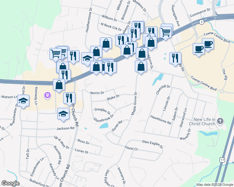 map of restaurants, bars, coffee shops, grocery stores, and more near 901 Rick Court in Fredericksburg