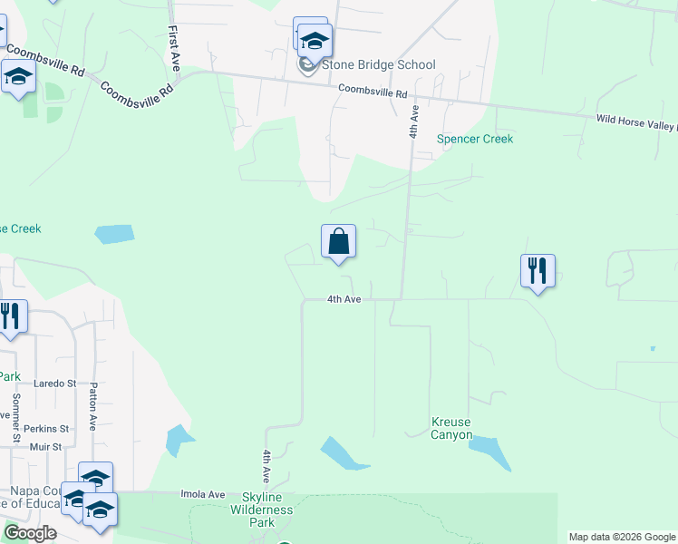 map of restaurants, bars, coffee shops, grocery stores, and more near 1183 4th Avenue in Napa