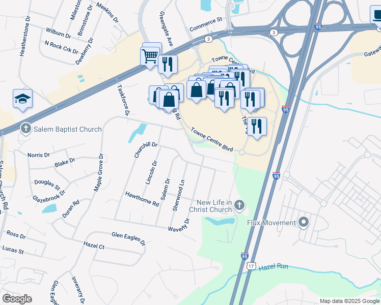 map of restaurants, bars, coffee shops, grocery stores, and more near 3322 Bragg Road in Fredericksburg