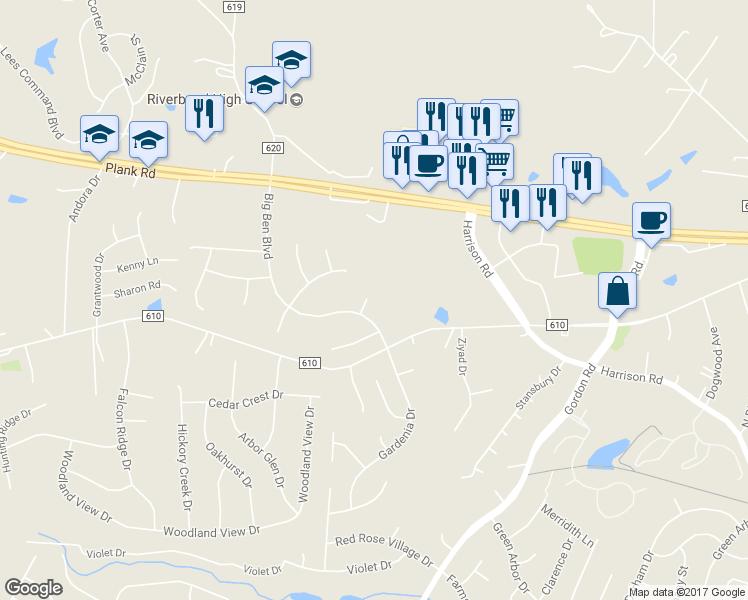 map of restaurants, bars, coffee shops, grocery stores, and more near 7002 Ferguson Drive in Fredericksburg