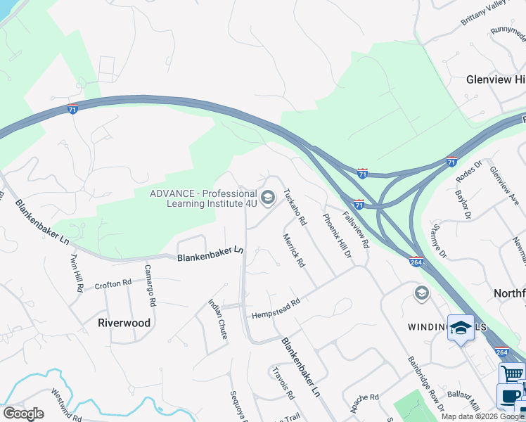 map of restaurants, bars, coffee shops, grocery stores, and more near 2502 Tamerlane Court in Louisville