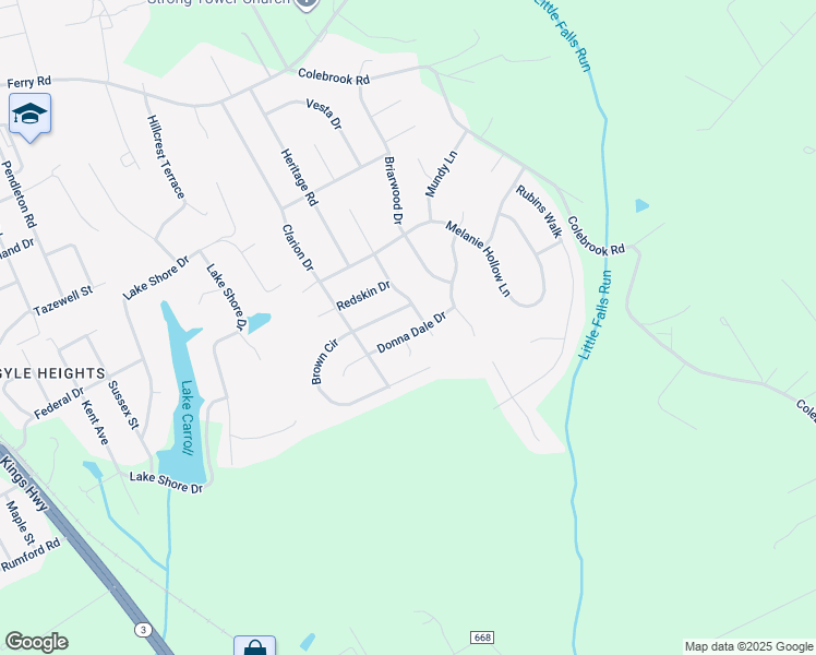 map of restaurants, bars, coffee shops, grocery stores, and more near 10 Donna Dale Drive in Fredericksburg