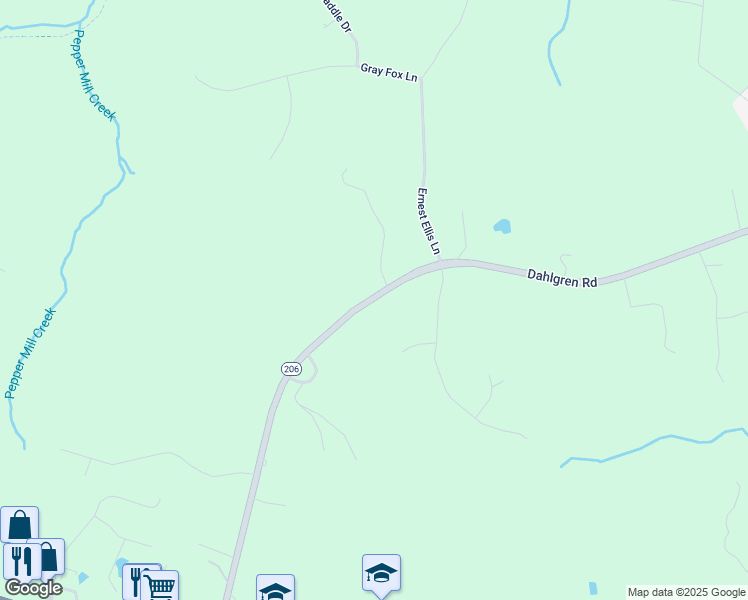 map of restaurants, bars, coffee shops, grocery stores, and more near 8696 Dahlgren Road in King George