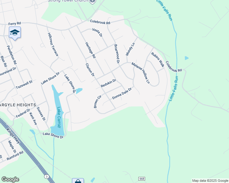 map of restaurants, bars, coffee shops, grocery stores, and more near 7 Brown Circle in Fredericksburg