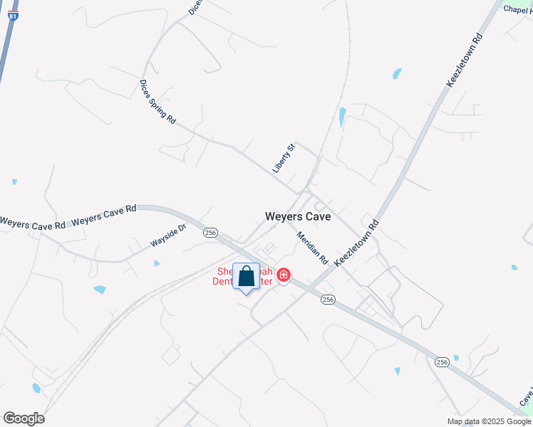 map of restaurants, bars, coffee shops, grocery stores, and more near 124 Houff Road in Weyers Cave