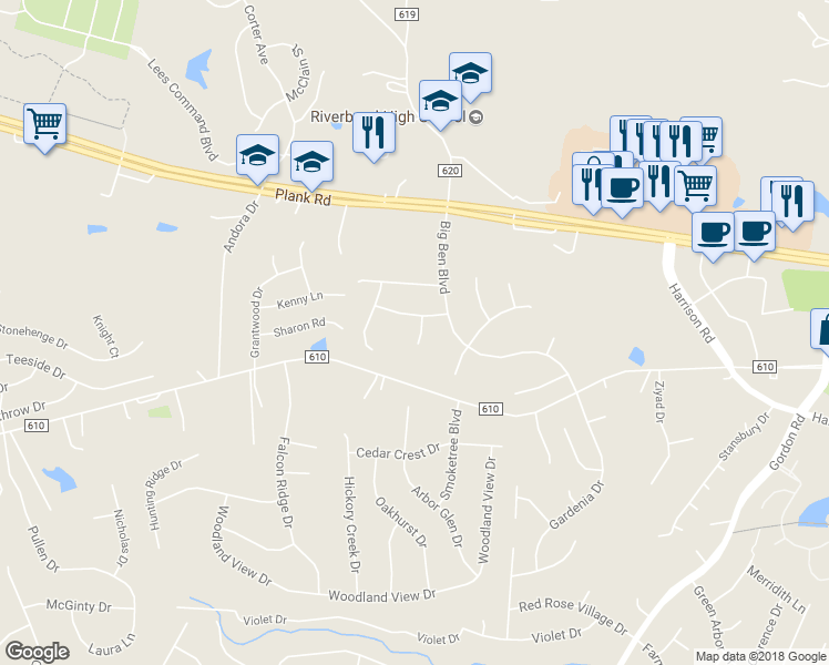 map of restaurants, bars, coffee shops, grocery stores, and more near 12006 Bradenton Drive in Fredericksburg