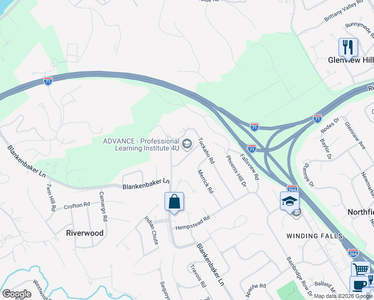 map of restaurants, bars, coffee shops, grocery stores, and more near 2502 Tamerlane Court in Louisville