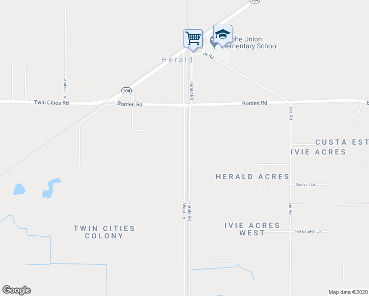 map of restaurants, bars, coffee shops, grocery stores, and more near 12858 Herald Road in Herald