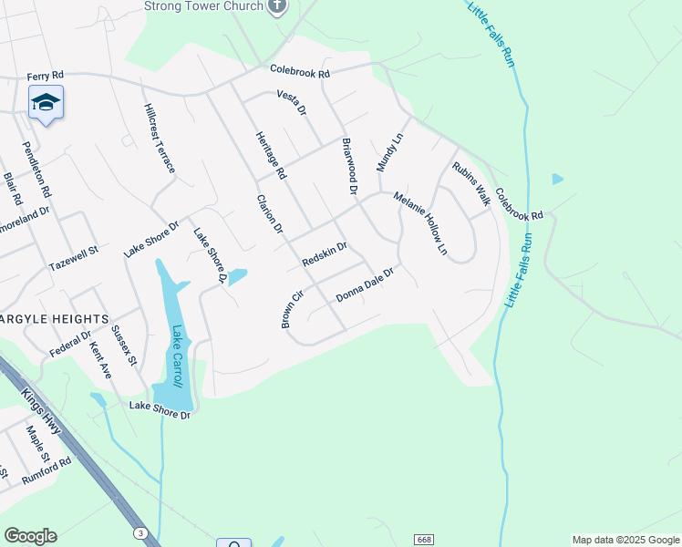 map of restaurants, bars, coffee shops, grocery stores, and more near 7 Brown Circle in Fredericksburg