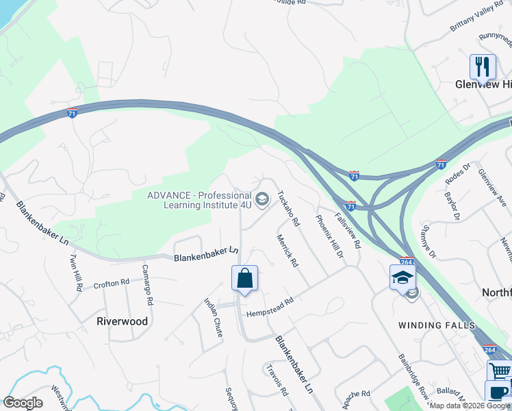 map of restaurants, bars, coffee shops, grocery stores, and more near 2502 Tamerlane Court in Louisville