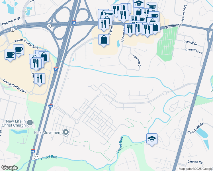 map of restaurants, bars, coffee shops, grocery stores, and more near 1234 Farrish Drive in Fredericksburg