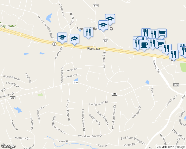 map of restaurants, bars, coffee shops, grocery stores, and more near 6910 Tower of London Drive in Fredericksburg