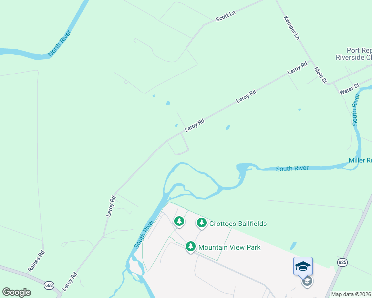 map of restaurants, bars, coffee shops, grocery stores, and more near 8070-8098 Craun Drive in Grottoes
