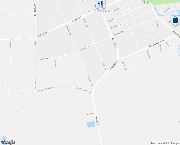 map of restaurants, bars, coffee shops, grocery stores, and more near 19379 Orange Avenue in Sonoma