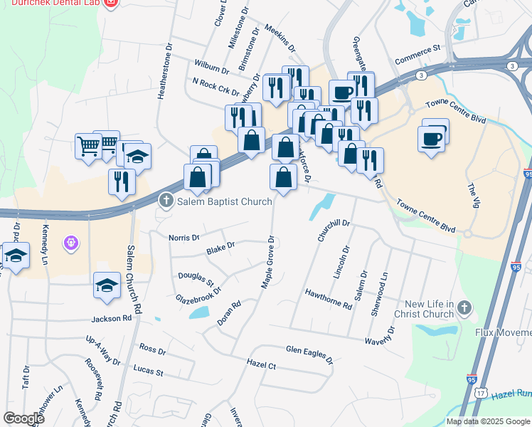 map of restaurants, bars, coffee shops, grocery stores, and more near 910 Maple Grove Drive in Fredericksburg