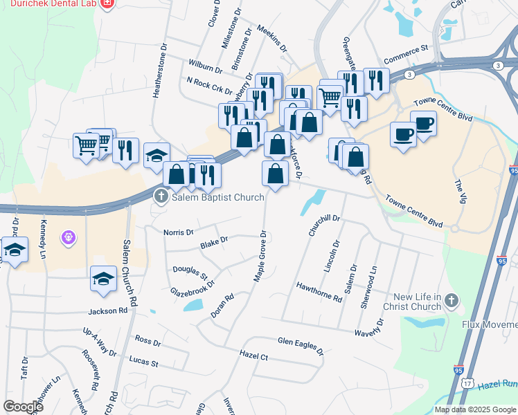 map of restaurants, bars, coffee shops, grocery stores, and more near 910 Maple Grove Drive in Fredericksburg