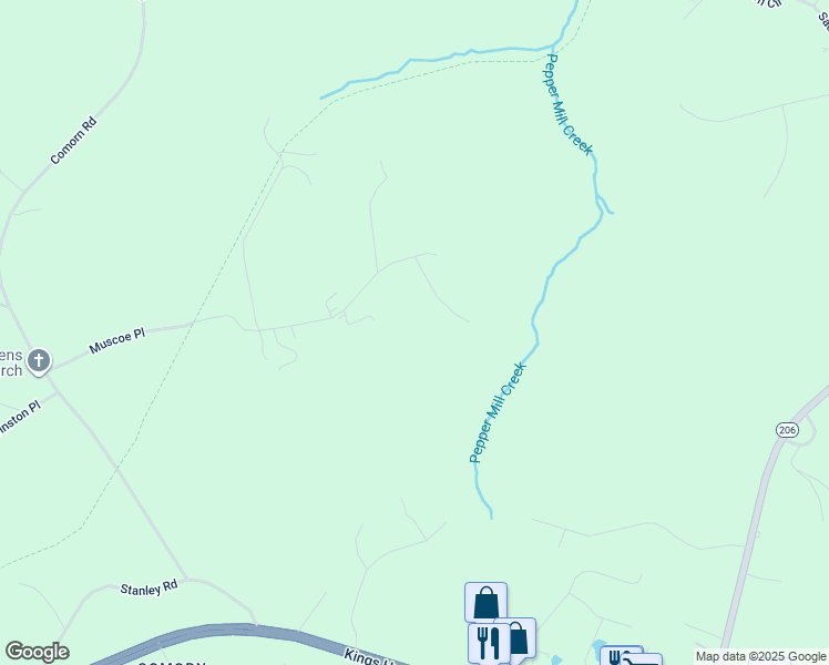 map of restaurants, bars, coffee shops, grocery stores, and more near 7580 Muscoe Place in King George